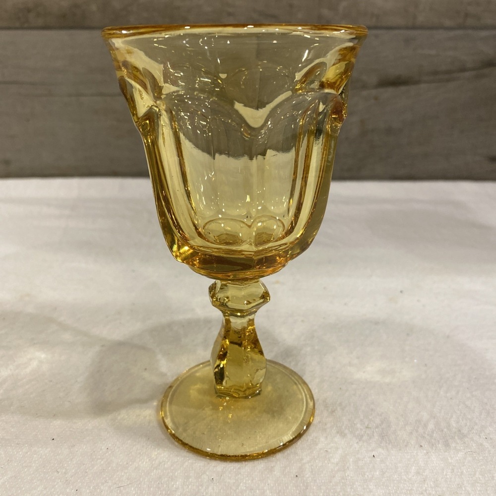 Imperial Glass Ohio Old Williamsburg Yellow Amber Juice Glass Goblet 5.25" Tall